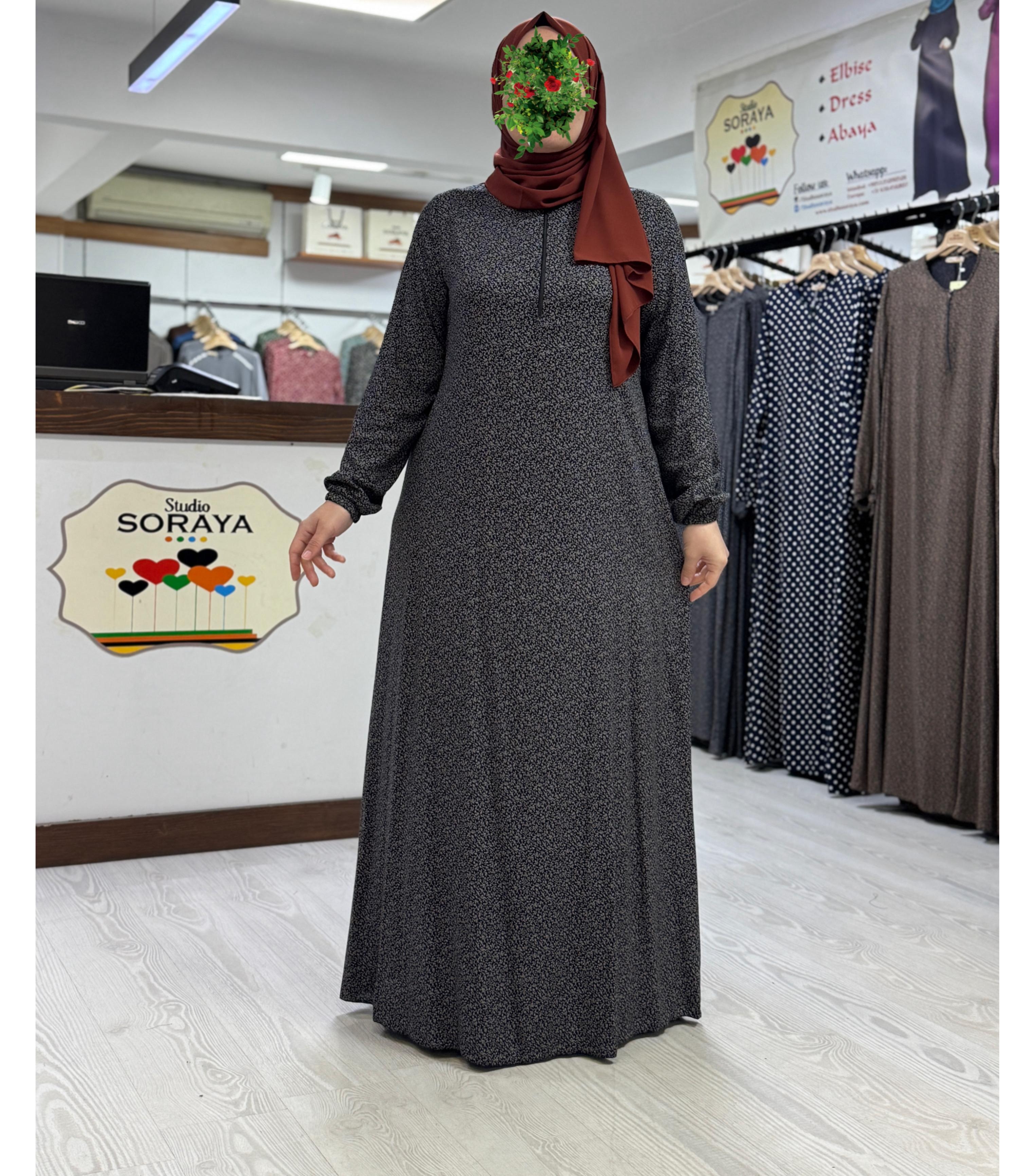 VİSKON DESENLİ GİYÇIK ELBİSE
